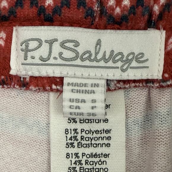 P.J. Salvage Red Fair Isle Jogger Pants Women’s Small NWT - Picture 2 of 10